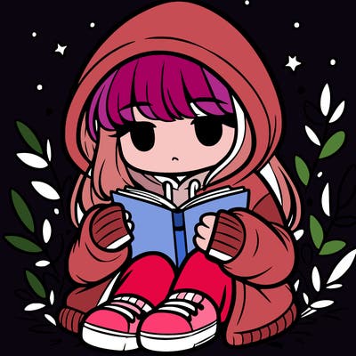 girl in oversized hoodie reading a book