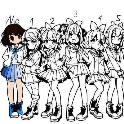 a group of young anime girls