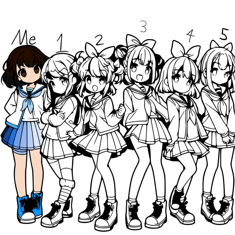 a group of young anime girls