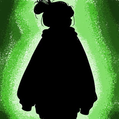 realistic girl with a oversized sweatshirt on and a bun