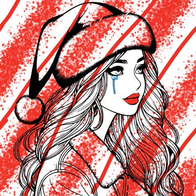 realistic girl in santa hat