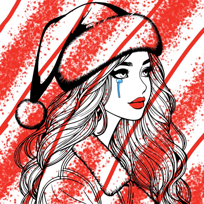 realistic girl in santa hat