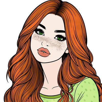 realistic girl with hair on her hair and lips