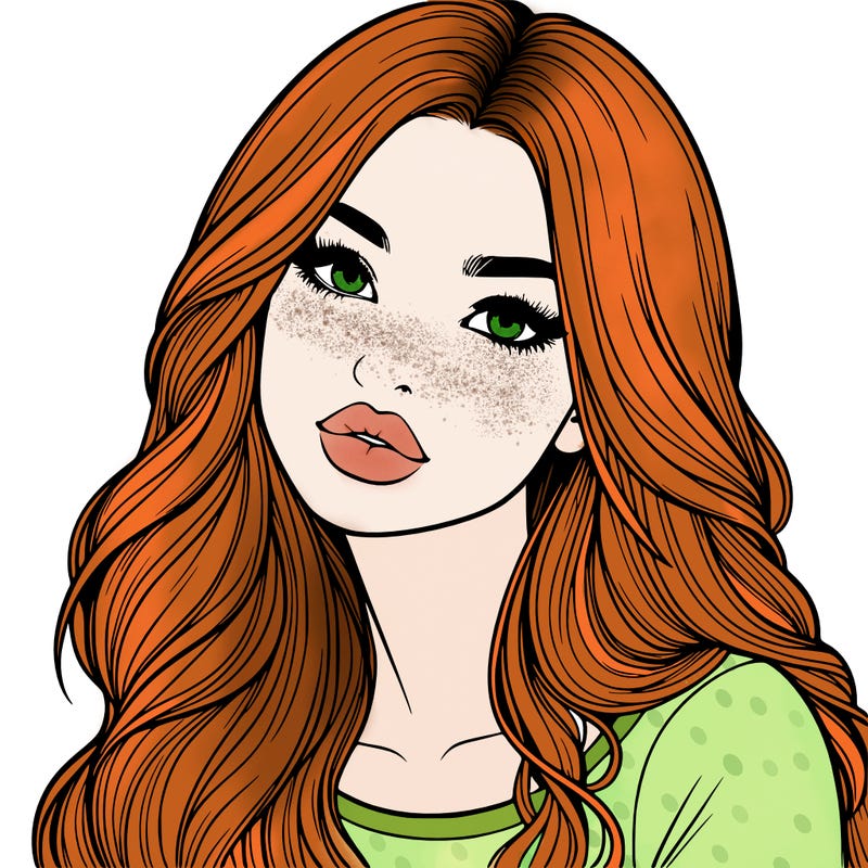 realistic girl with hair on her hair and lips