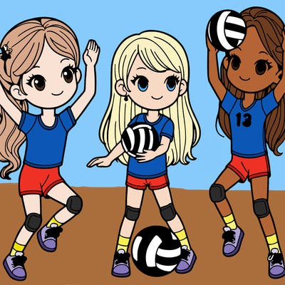 girls with volleyball