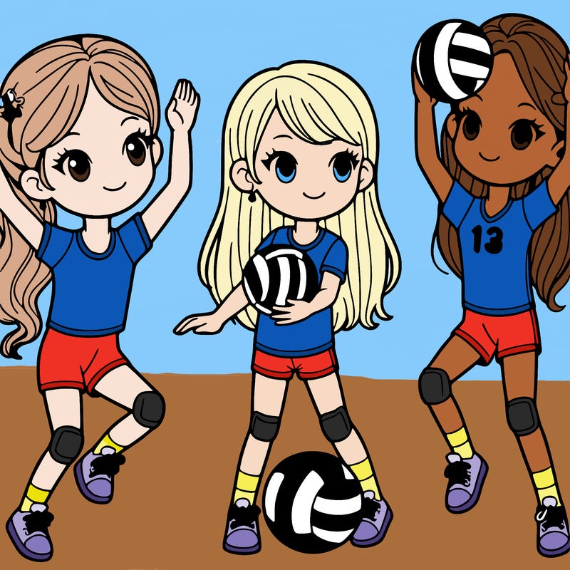 girls with volleyball
