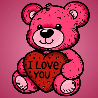 teddy bear holding an i love you heart