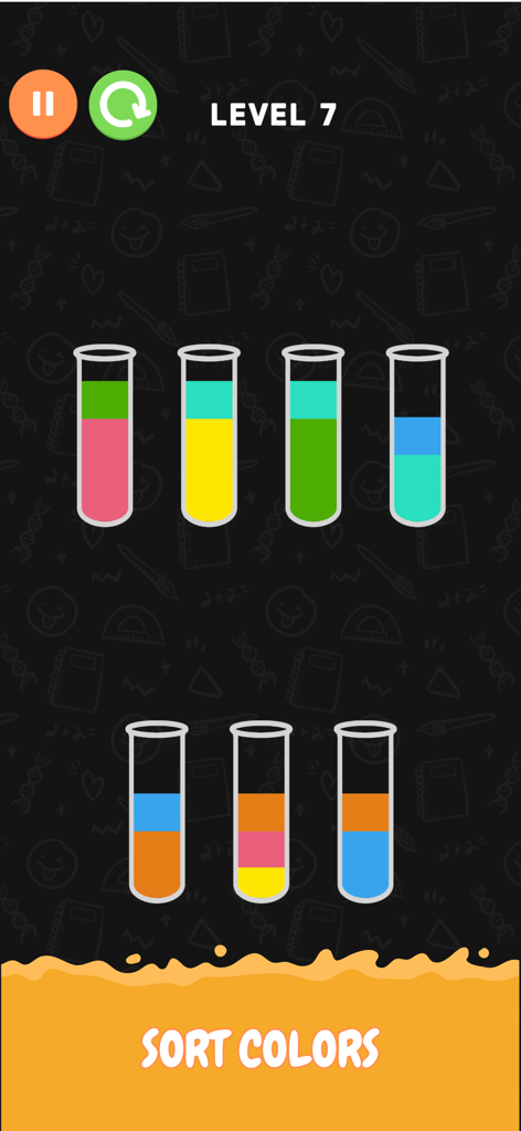Bottle Sort: color magic sort - Jugabilidad del rompecabezas de ordenación de colores de agua con tubos de líquidos coloridos en Bottle Sort