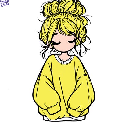 girl with baggy sweatshirt and messy bun