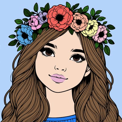 realistic girl with flower crown