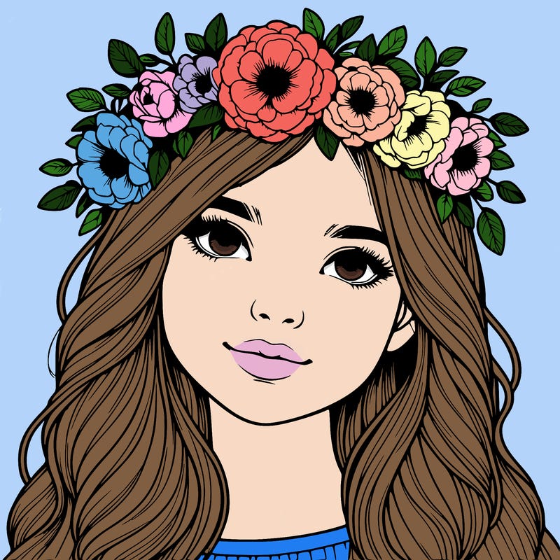 realistic girl with flower crown