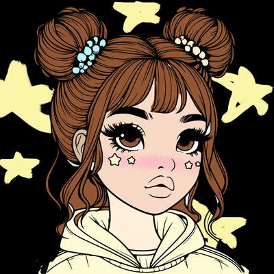 realistic girl with space buns