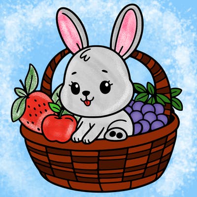 bunny in a fruit basket