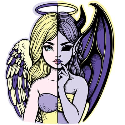 realistic angel half demon