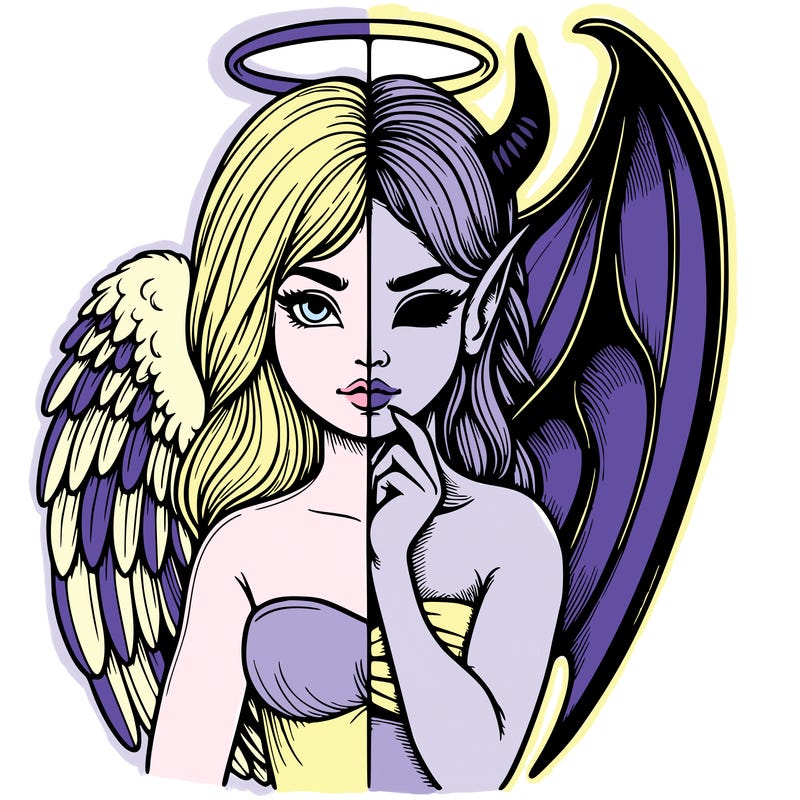 realistic angel half demon