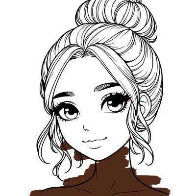 realistic pretty girl with hair in bun