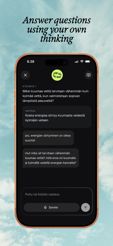 LexieLearn - LexieLearn app screen showing a student answering interactive study questions for active recall.