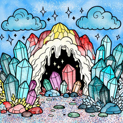 a cave with magic crystals