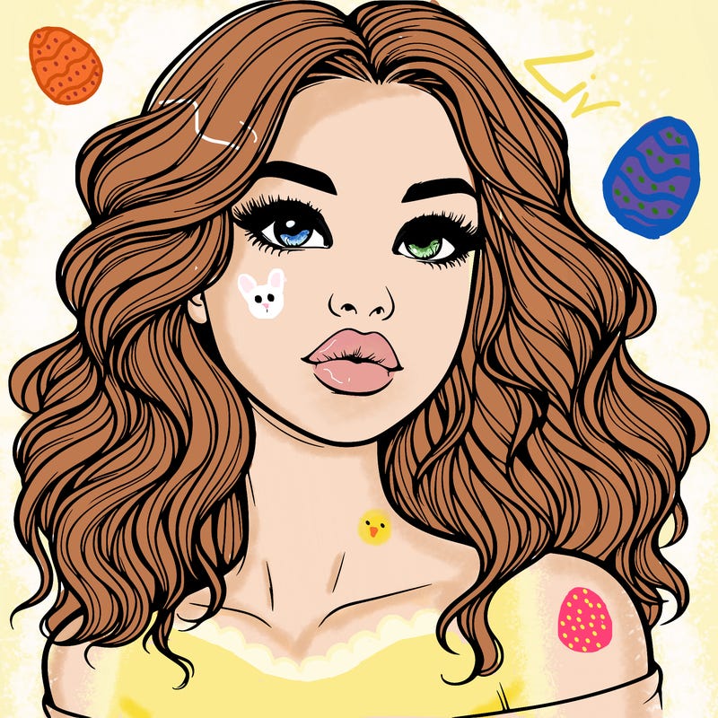 realistic girl with wavy hair and lips