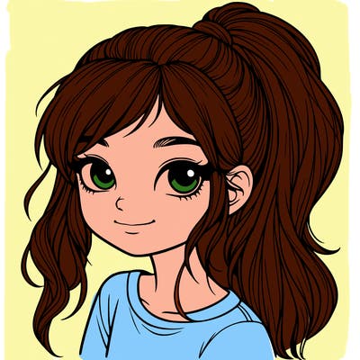 realistic girl with ponytail