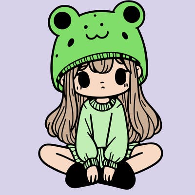 a girl wearing a frog hat and some frog socks