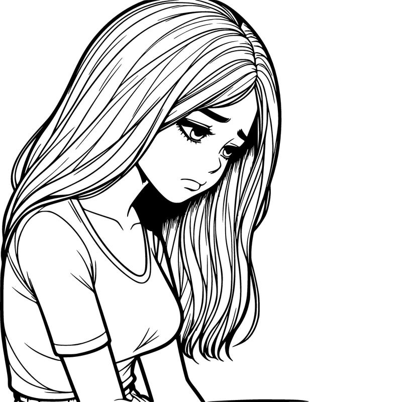 a realistic photo of a depressed girl