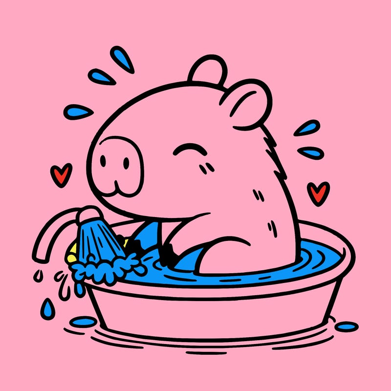 capybara taking a bath