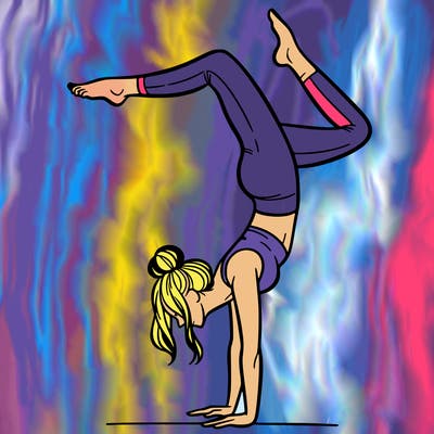 a woman doing a handstand