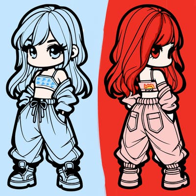 girl in crop top and baggy pants