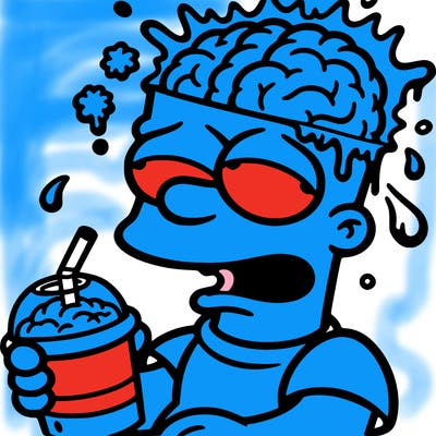 bart with a slushy and brain freeze