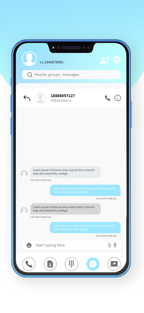 Call AI - Interfaz de la aplicación Call AI que muestra una conversación de mensajes de texto en un teléfono móvil.
