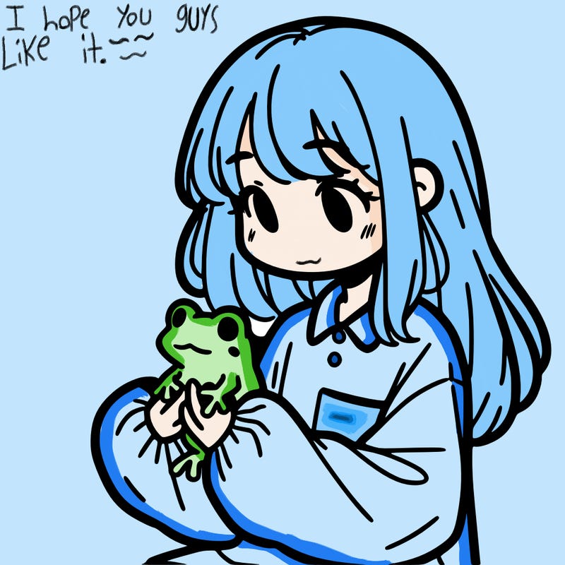 girl with long hair and a oversized shirt. and she is holding a frog