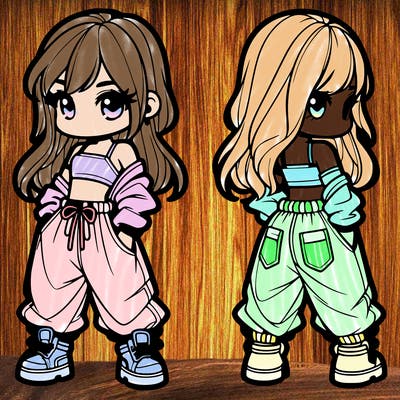 girl in crop top and baggy pants