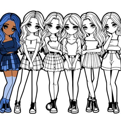 a group of girls realistic