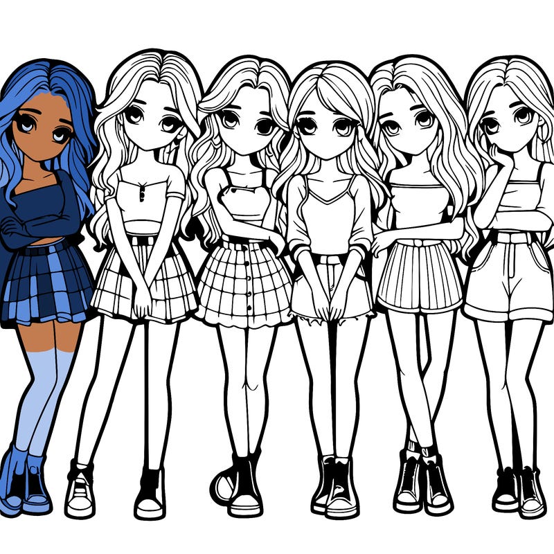 a group of girls realistic