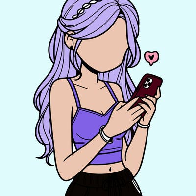 girl with crop top texting on her phone