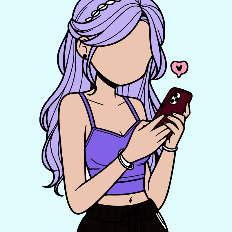 girl with crop top texting on her phone