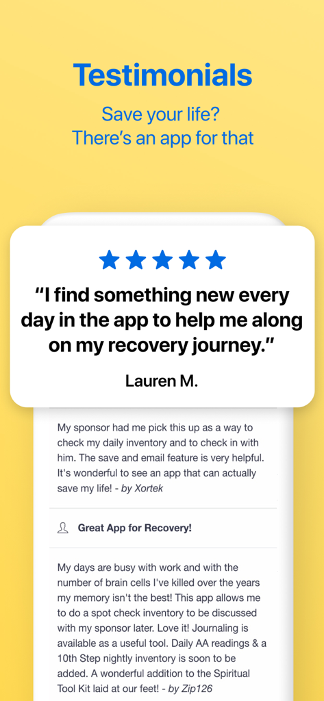 My Spiritual Toolkit AA Steps - User testimonials and positive reviews for the My Spiritual Toolkit AA Steps recovery app.