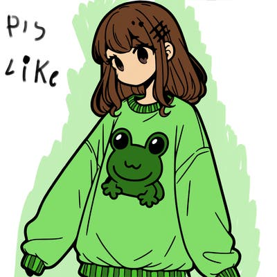 girl wearing frogging sweatshirt