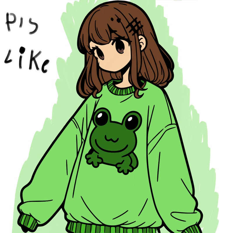 girl wearing frogging sweatshirt