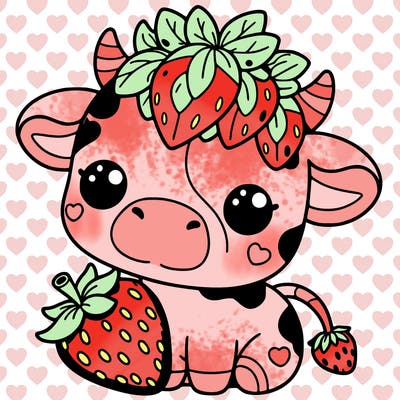 cute strawberry cow