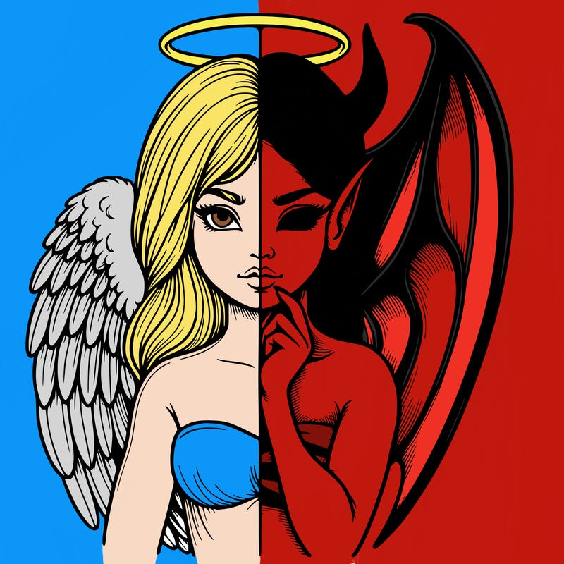 realistic angel half demon