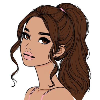 realistic girl with a ponytail on her hair and lips