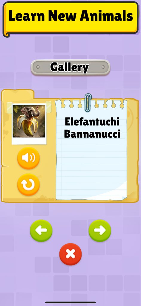 Brainrot Puzzle: Meme Animals - Uma tela de galeria no aplicativo Brainrot Puzzle mostrando um Elefantuchi Bannanucci, que é a cabeça de um elefante em um corpo de banana.