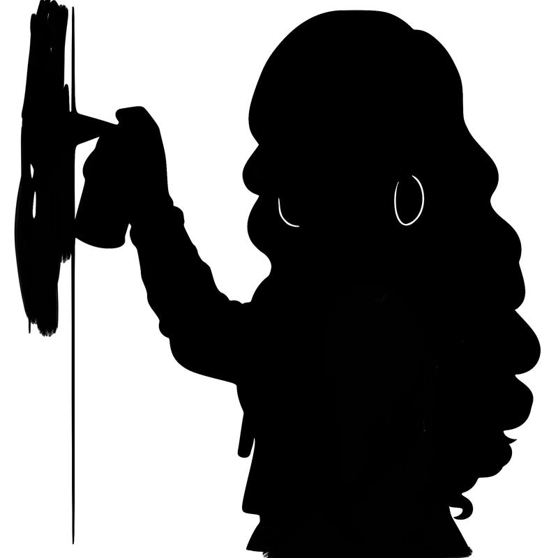 realistic girl with mask spray painting a wall