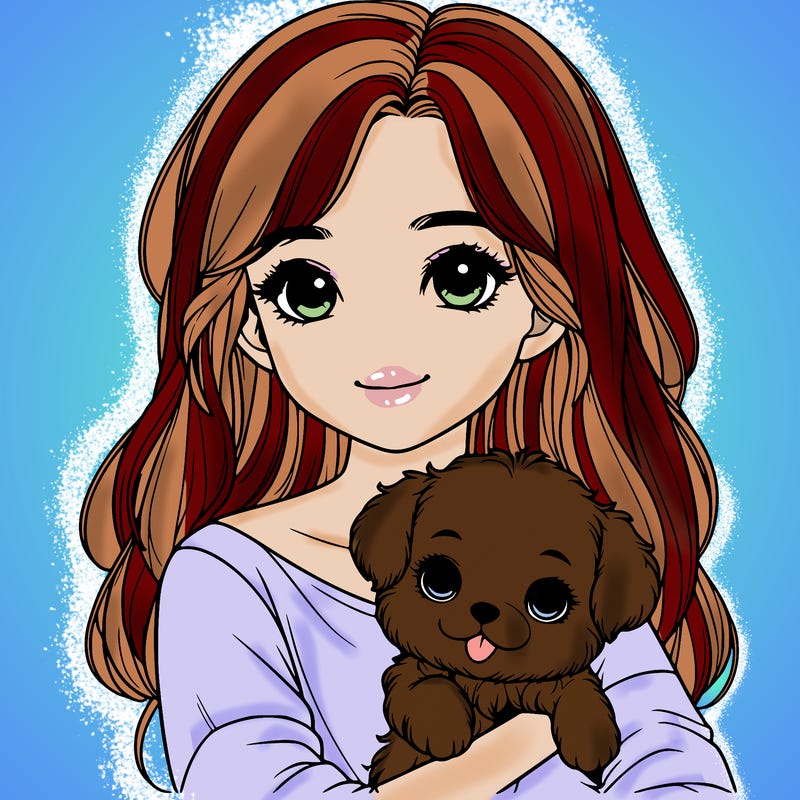 realistic girl holding cute puppy