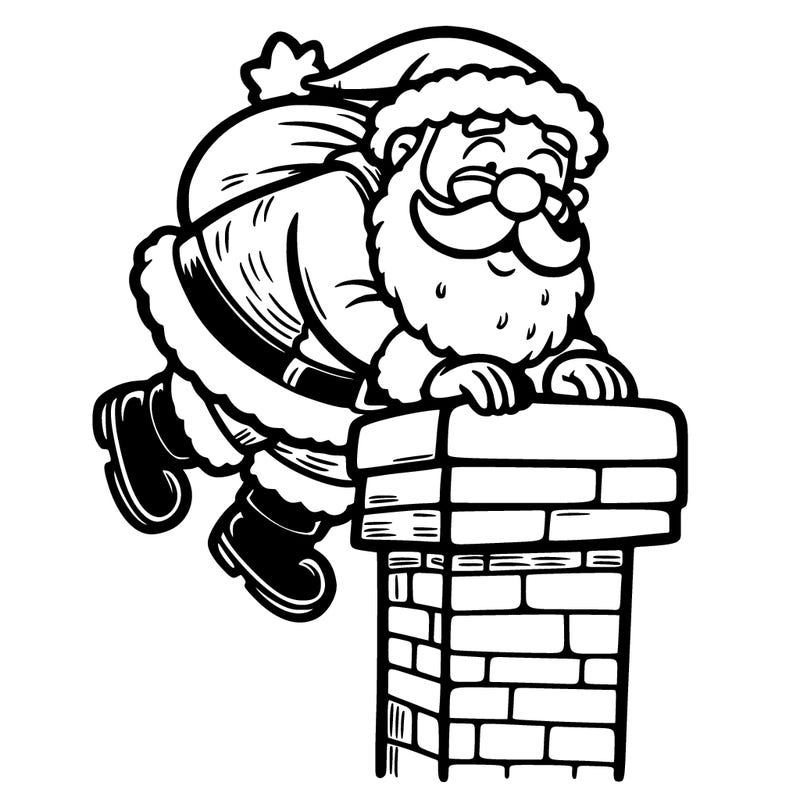 santa climbing down a chimney