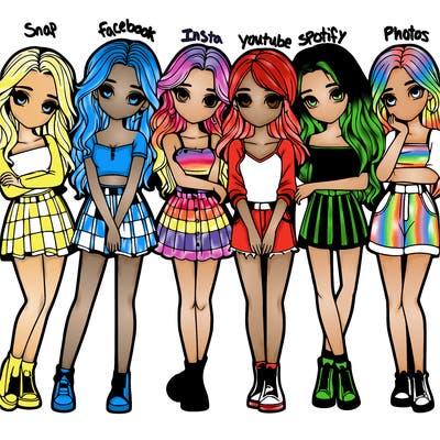 a group of girls realistic