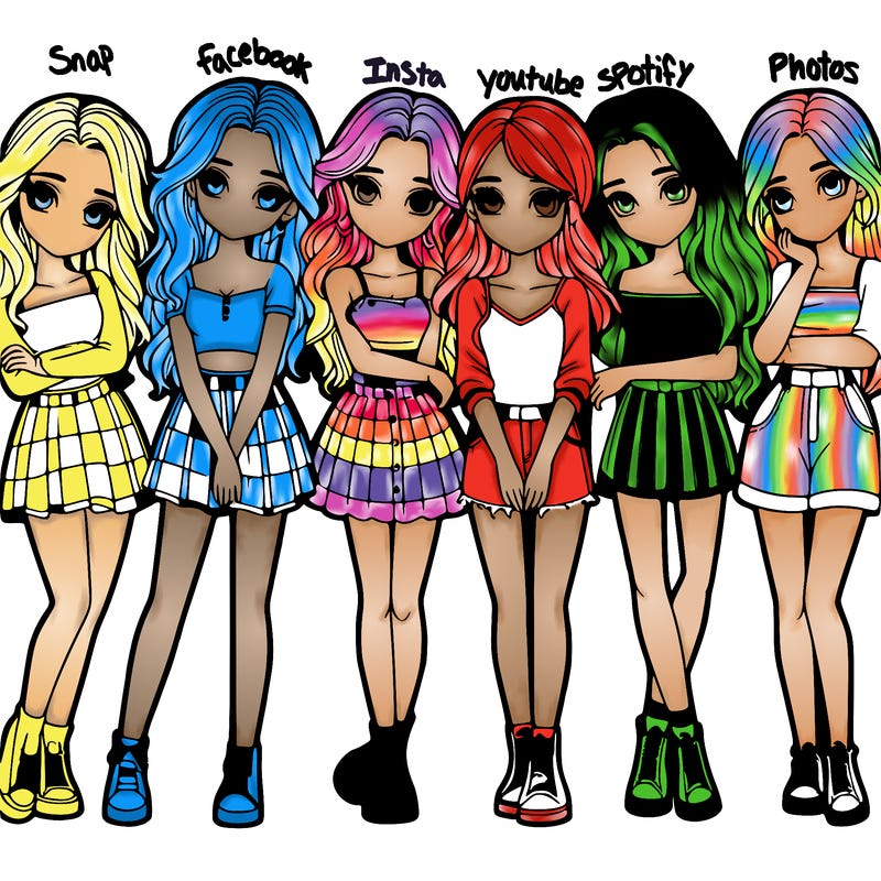 a group of girls realistic