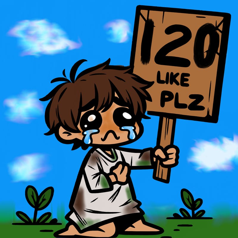 small poor toddler crying with sign that says 2 like plz